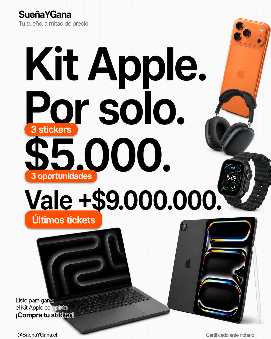 🔥 3 Stickers Kit de Apple — $5.000 (Popular)